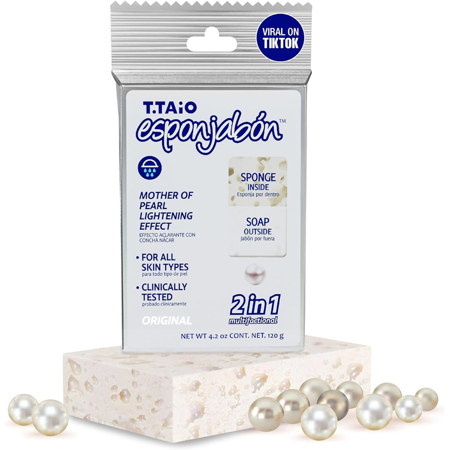 T.TAIO SPONGE BAR SOAP 4.2 OZ / 120 G NACAR (WHITE)