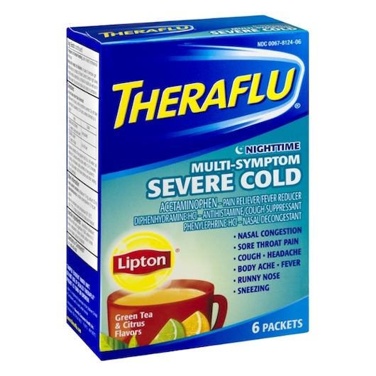 THERAFLU COLD & FLU POWDER 6 CT MS NIGHTTIME GREEN TEA CITRUS
