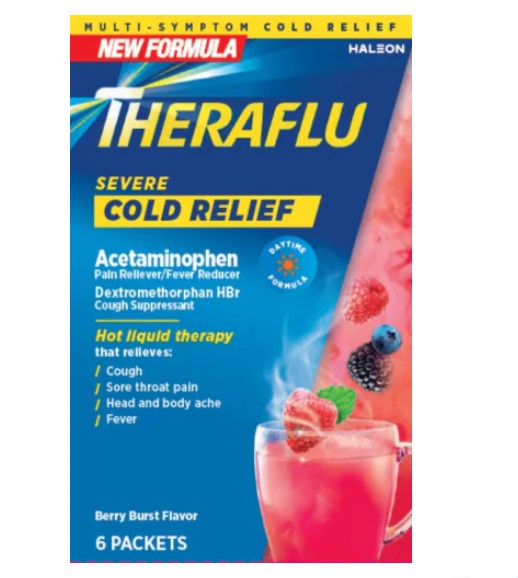 THERAFLU COUGH RELIEF POWDER 6 CT DAYTIME BERRY FLAVOR NON PE