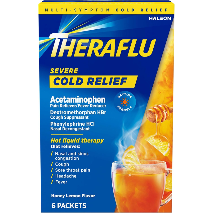 THERAFLU SEVERE COLD & COUGH RELIEF 1 CT DAYTIME HONEY LEMON DISPENSER BOX