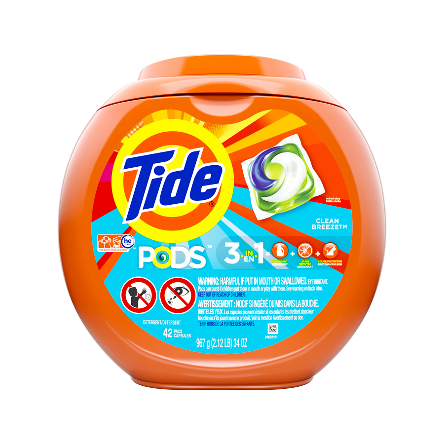 TIDE LAUNDRY PODS 42 CT 3 IN 1 CLEAN BREEZE