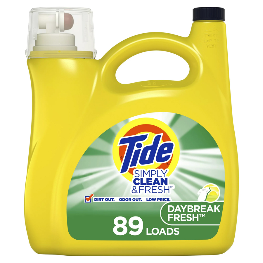 TIDE LIQUID DETERGENT 128 OZ 89 LOADS SIMPLY DAYBREAK FRESH HE COMPATIBLE