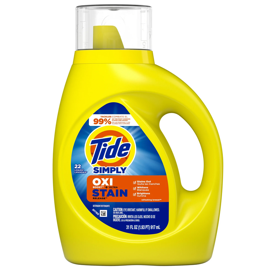 TIDE LIQUID DETERGENT 31 OZ SIMPLY PLUS OXI REFRESHING BREEZE
