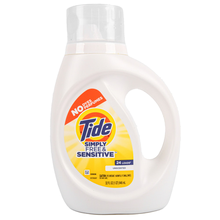 TIDE LIQUID DETERGENT 32 OZ SIMPLY FREE & SENSITIVE UNSCENTED