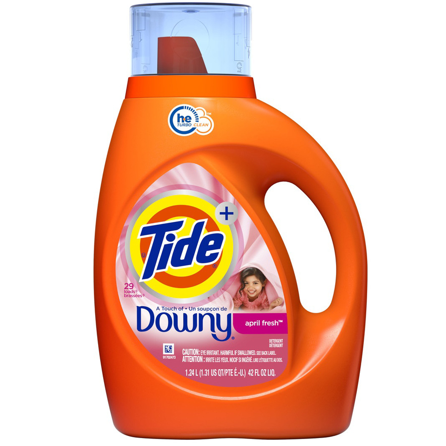TIDE LIQUID DETERGENT 42 OZ APRIL FRESH SCENT WITH DONWY 29 LOADS HE