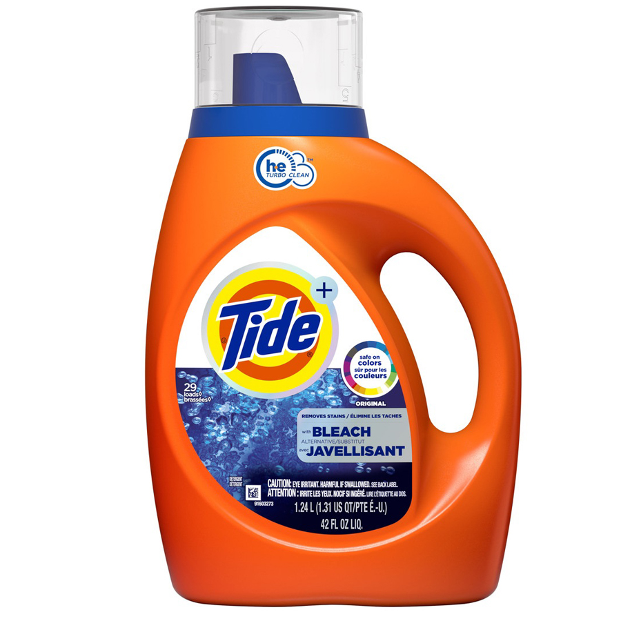 TIDE LIQUID DETERGENT 42 OZ ORIGINAL SCENT BLEACH ALTERNATIVE 29 LOADS HE