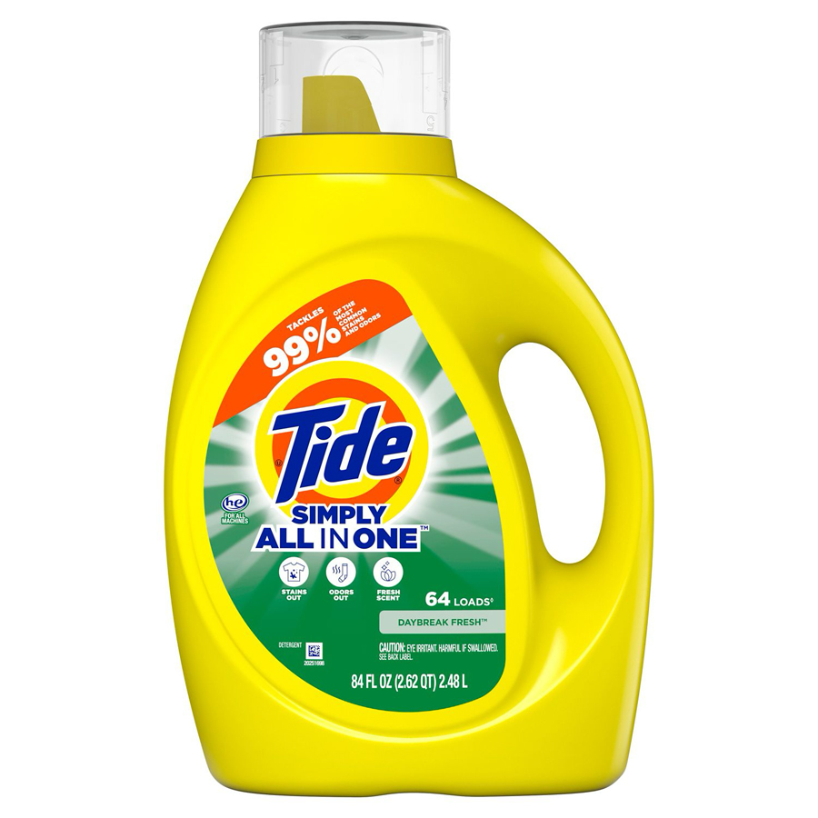 TIDE LIQUID DETERGENT 84 OZ SIMPLY ALL IN ONE DAYBREAK FRESH 64 LOADS HE
