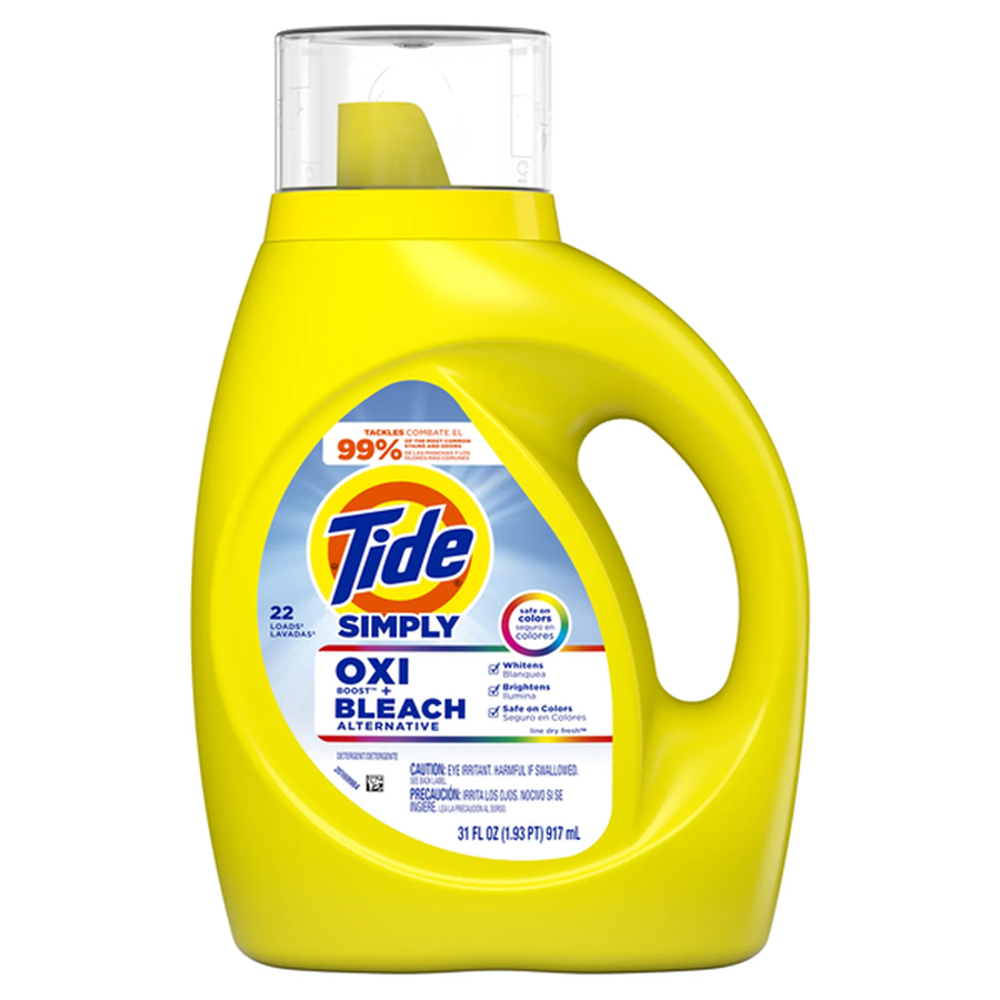 TIDE SIMPLY+ BLEACH ALTERNATIVE LIQUID LAUNDRY DETERGENT, LINE DRY FRESH SCENT, 20 LOADS, 31 FL OZ