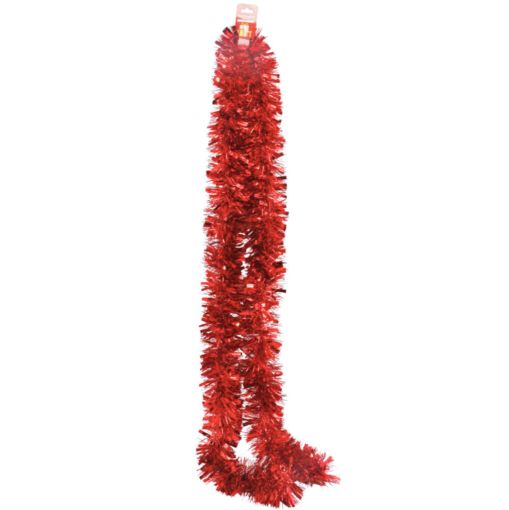 TINSEL GARLAND 80 INCH RED