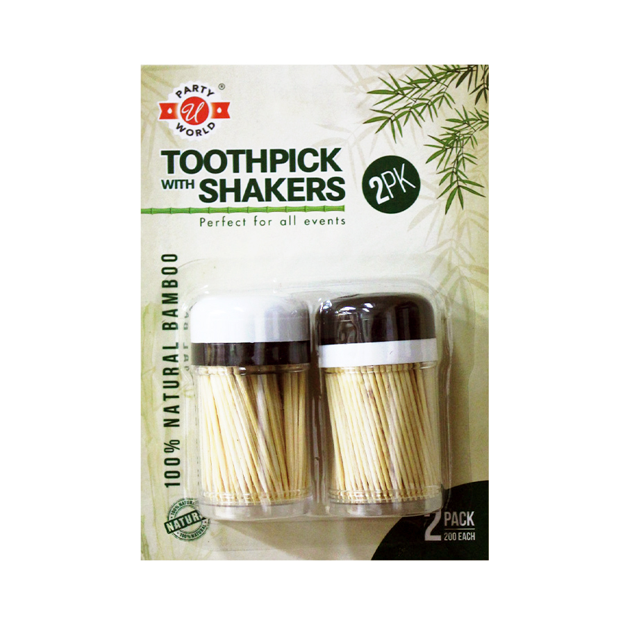 TOOTHPICK SHAKER 200CT 2PK NATURAL BAMBOO