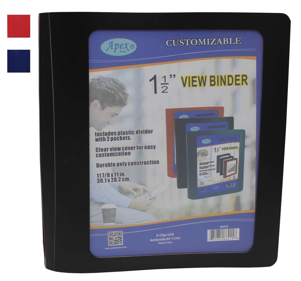TRENDY BINDERS 1IN ULTRA POLY VIEW BLACK, NAVY, RED, GREY