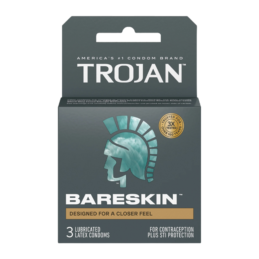 TROJAN CONDOM 3 CT BARE SKIN GREY
