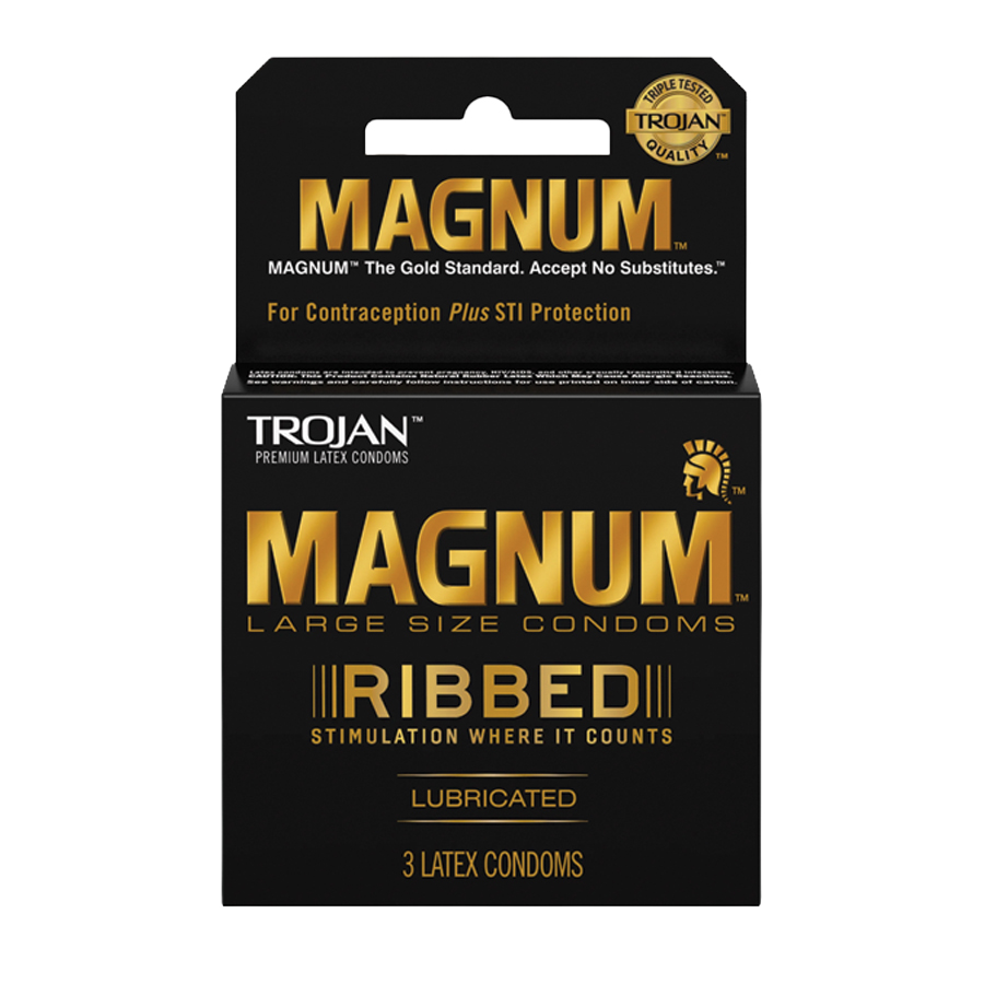TROJAN CONDOM 3 CT MAGNUM RIBBED