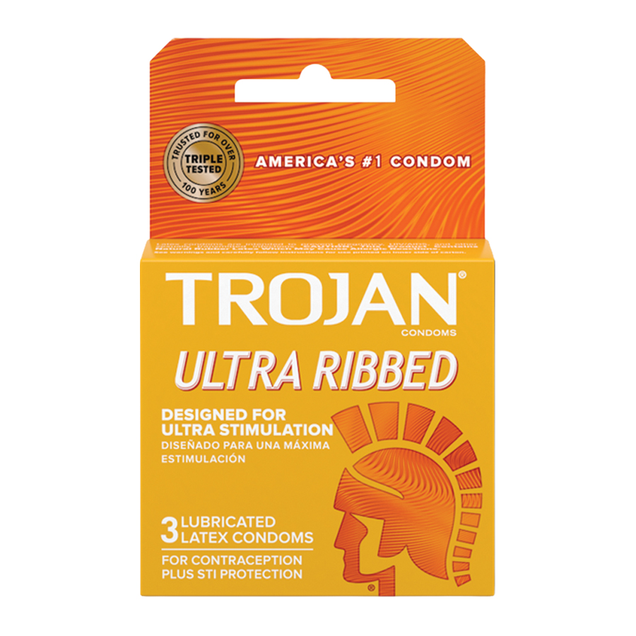 TROJAN CONDOM 3 CT ULTRA RIBBED LUB BROWN