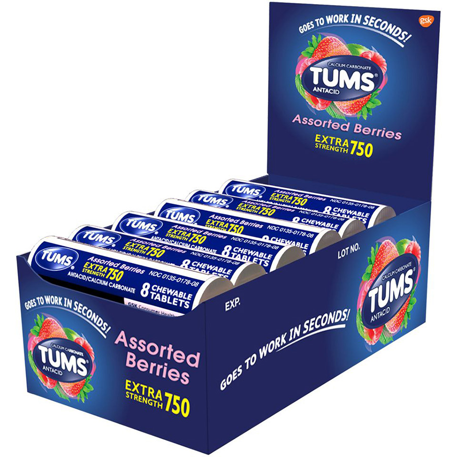 TUMS ANTACID 8 CT 750 EXTRA ASSORTED BERRIES
