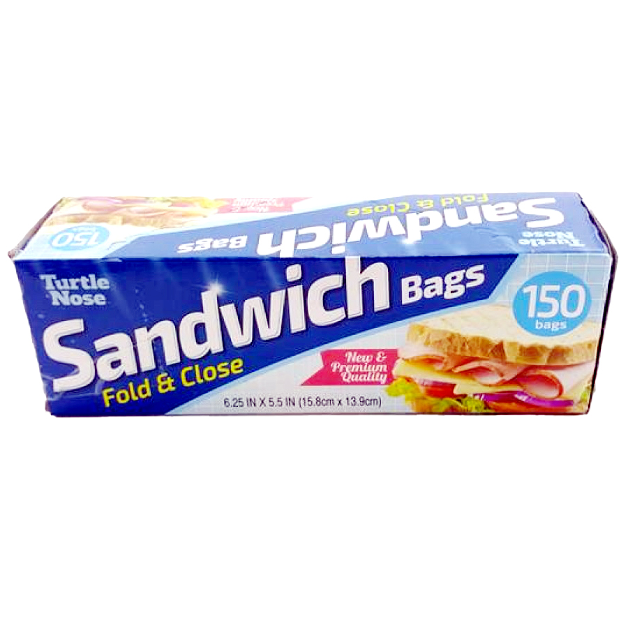 TURTLE NOSE SANDWICH BAG 150 CT FOLD AND CLOSE