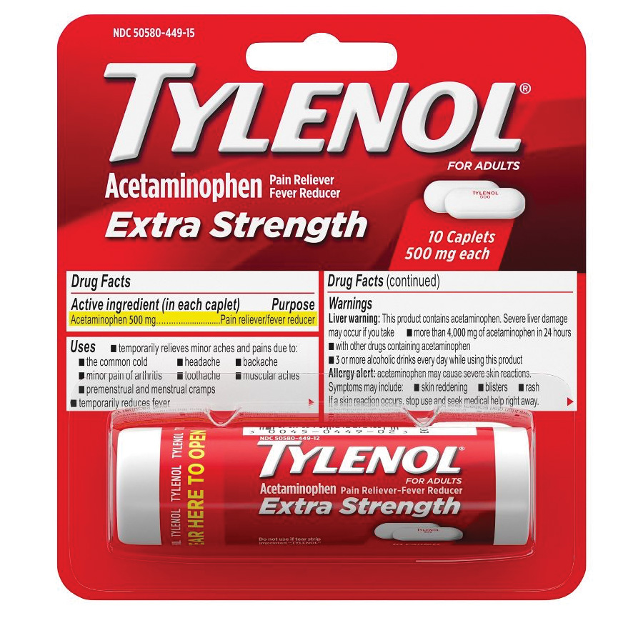 TYLENOL PAIN RELIEF 10 CT VIAL