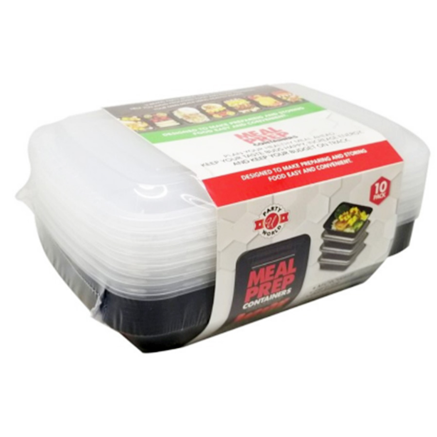 UNIVERSAL CONTAINER 28 OZ 10 PK B & W RECTANGULAR