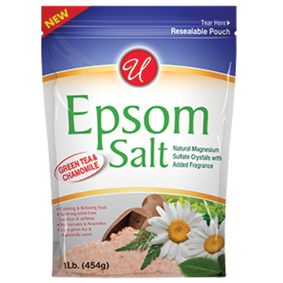 UNIVERSAL EPSOM SALT 1 LB GREEN TEA & CHAMOMILE BAG