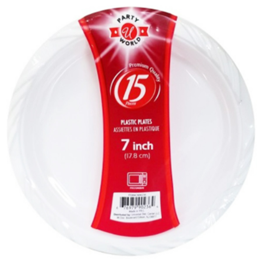 UNIVERSAL MICROWAVE PLATE 7 IN 15 CT WHITE