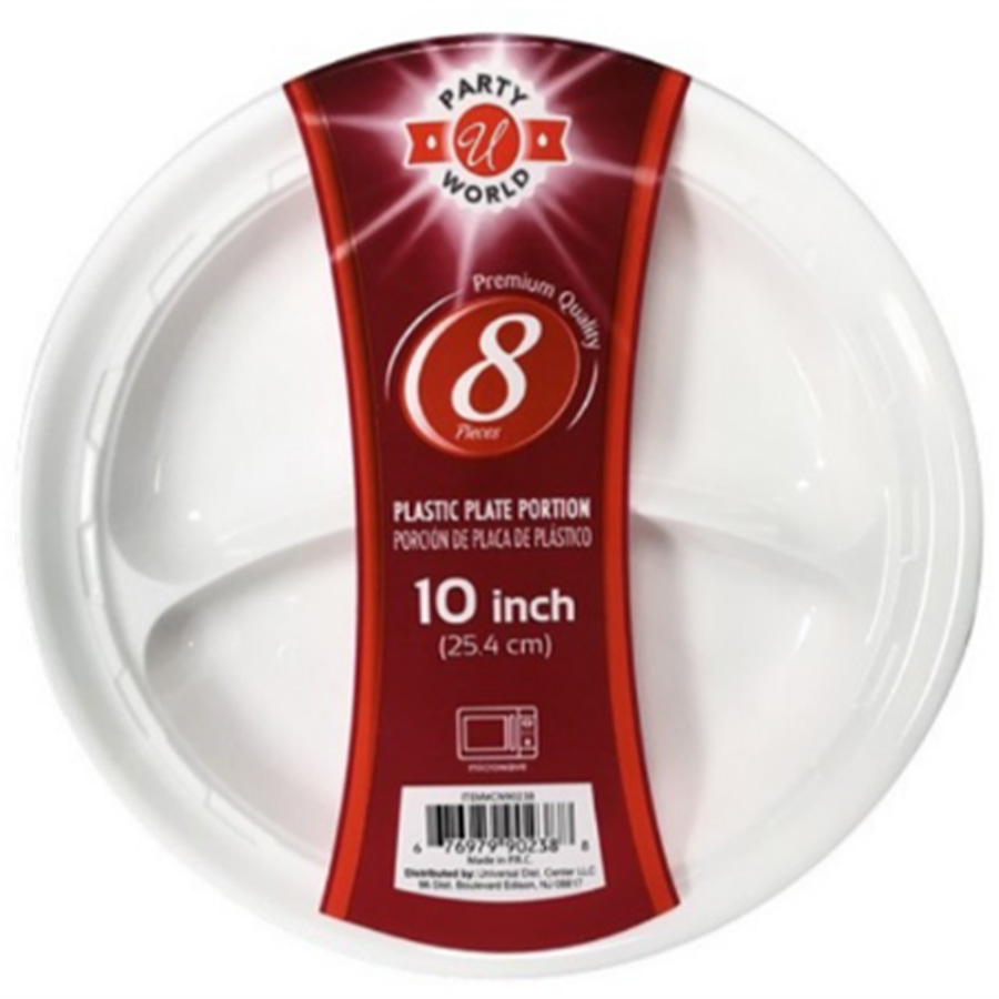 UNIVERSAL PLATE 10 IN 8 CT WHITE MICROWAVE PORTION PLATE
