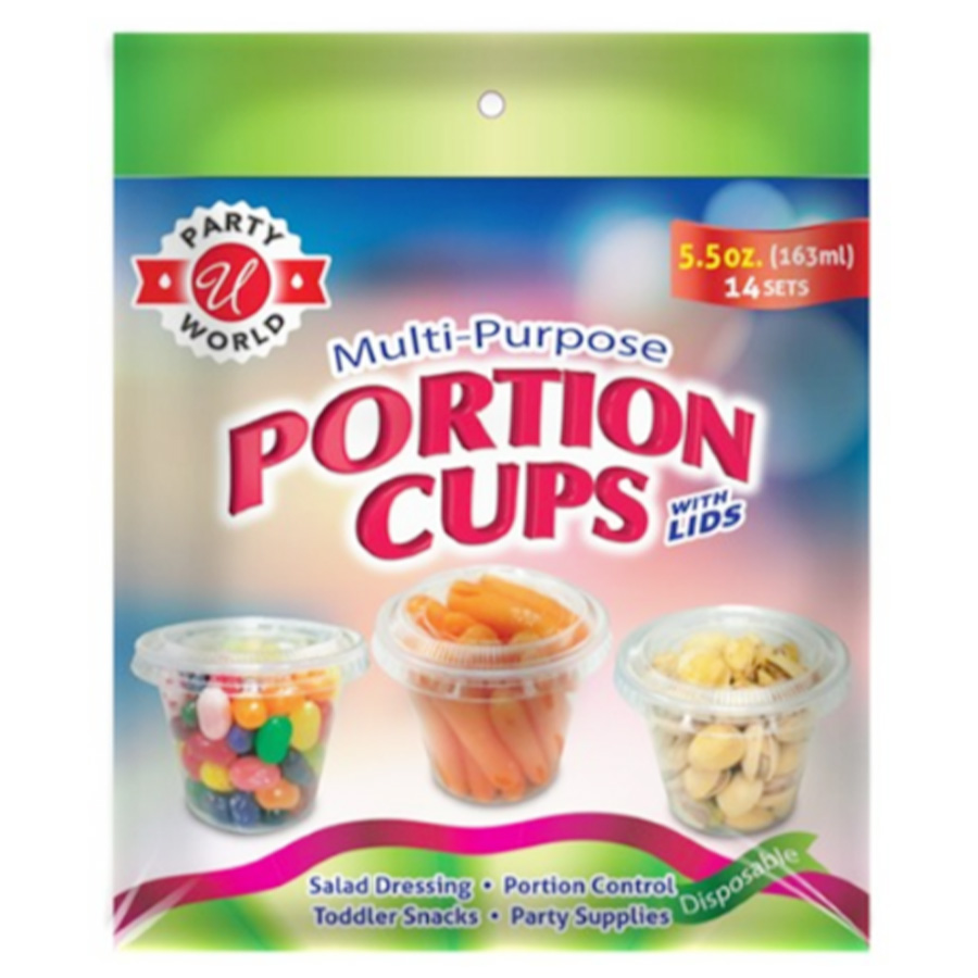 UNIVERSAL PORTION CUP 5.5 OZ 14 CT WITH LID IN BAG