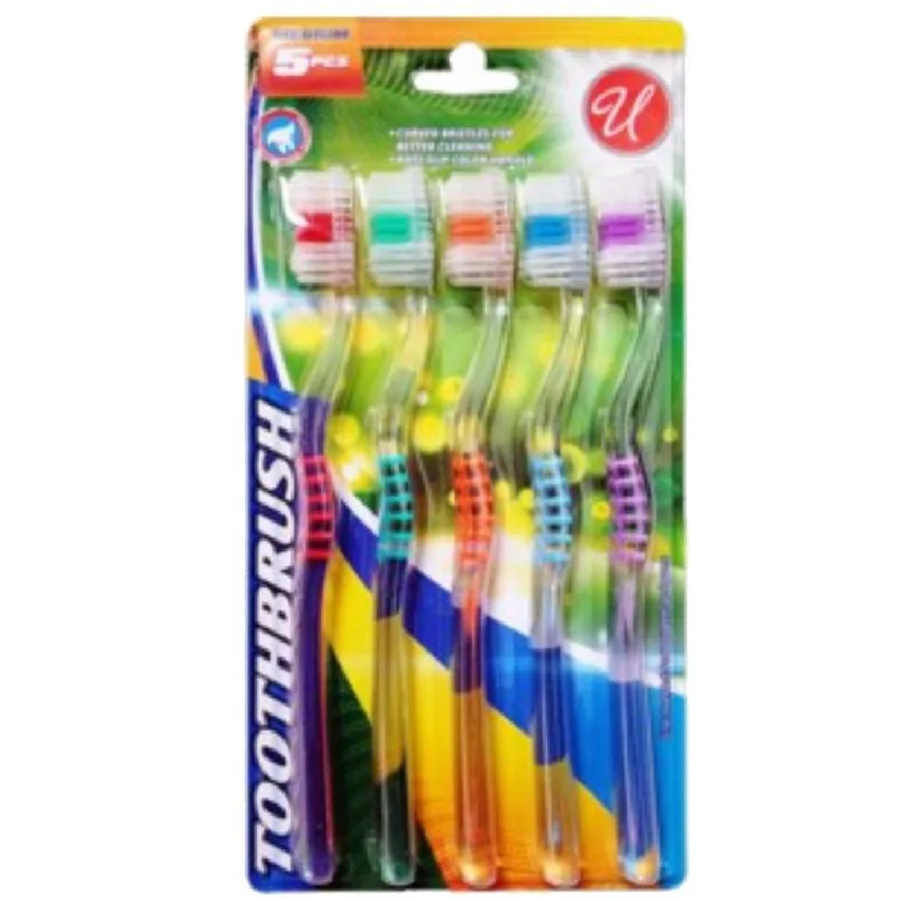 UNIVERSAL TOOTHBRUSH 5 PK SOFT CLEAR HANDLE