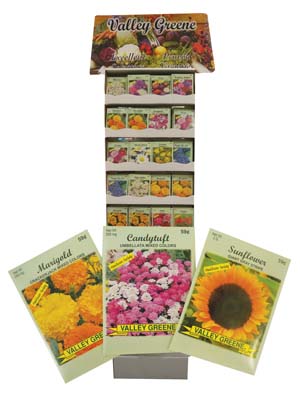 VALLEY GREENE FLOWER SEEDS DISPLAY 1 DISPLAY ASTD VARIETIES PREPRICED $0.59