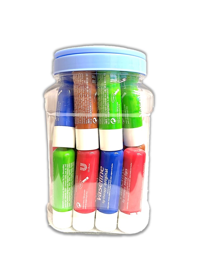 VASELINE LIP THERAPY 0.16 OZ 24 CT ASSORTED JAR