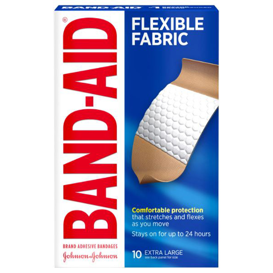 BAND-AID BANDAGE 10 CT FLEXIBLE FABRIC EXTRA LARGE