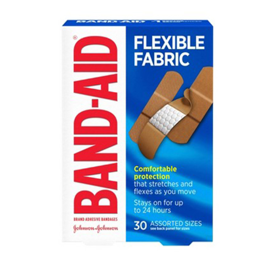 BAND-AID BANDAGE 30 CT FLEXIBLE FABRIC ASSORTED