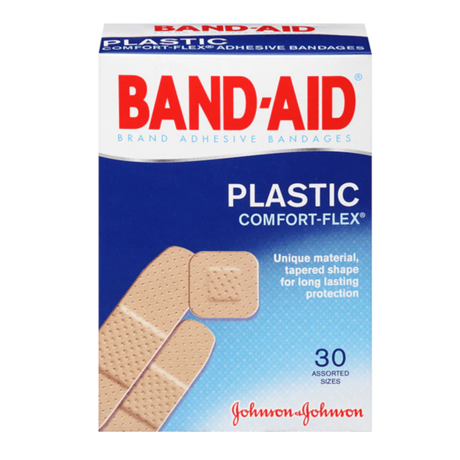 BAND-AID BANDAGE 30 CT PLASTIC ASSORTED