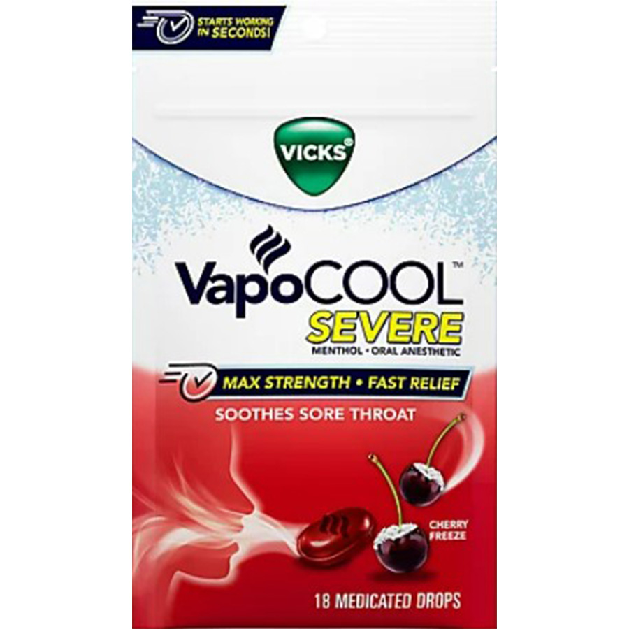 VICKS VAPO COOL DROPS 18CT CHERRY FREEZE