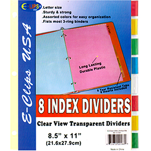 VIEW INDEX DIVIDERS 8 PK