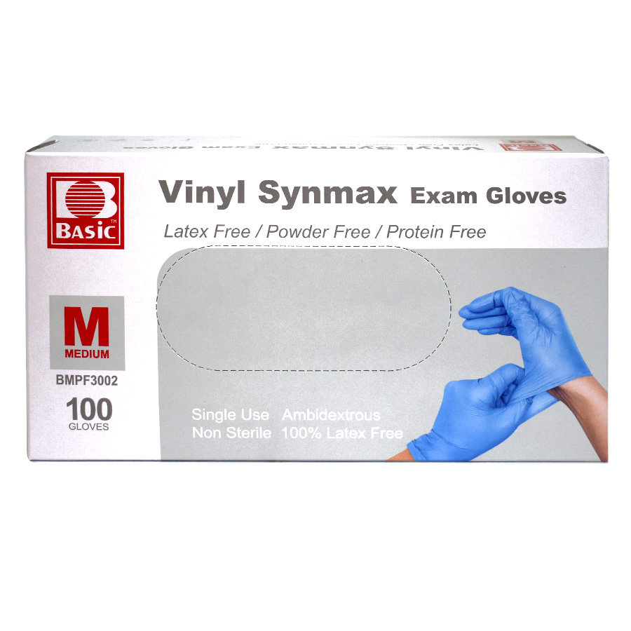 VINYL GLOVES 100 CT MEDIUM POWDER FREE BOXED