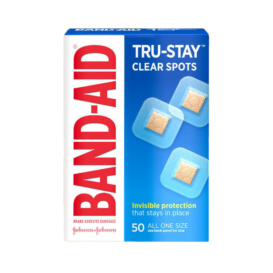 BAND-AID BANDAGE 50 CT CLEAR SPOTS