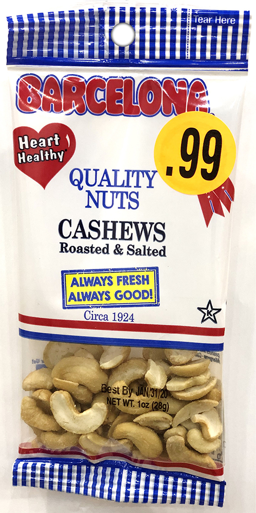 BARCELONA RAW CASHEWS 1.5 OZ NATURAL