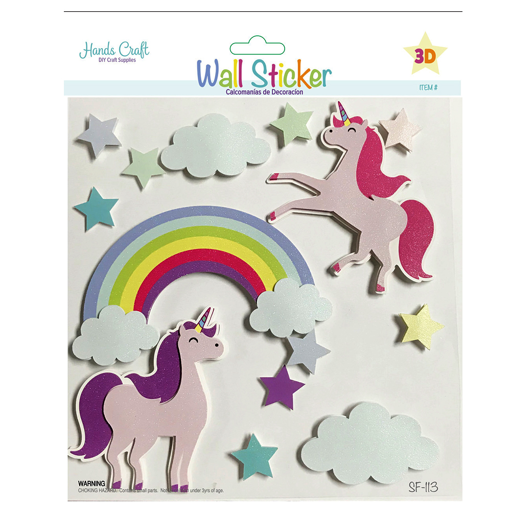 WALL STICKER 1 PK 3D UNICORN