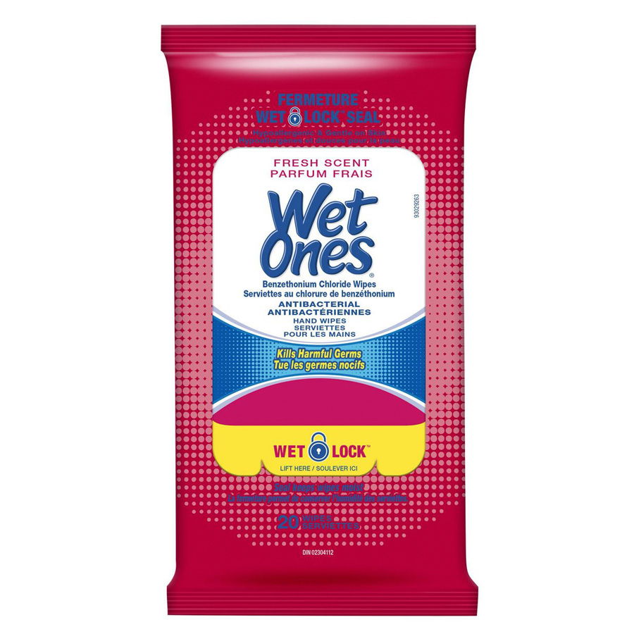WET ONES WIPES 20 CT RED FRESH SCENT DISPLAY TRAVIL SIZE