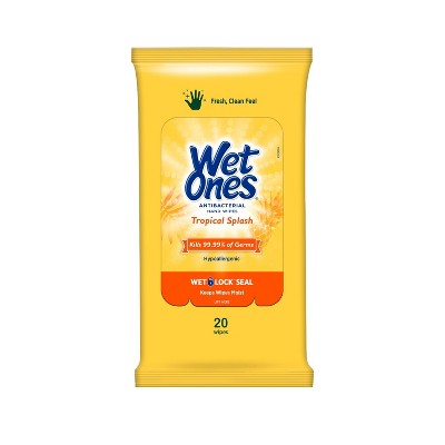 WET ONES WIPES 20 CT YELLOW TROP SPLASH DISPLAY TRAVIL SIZE