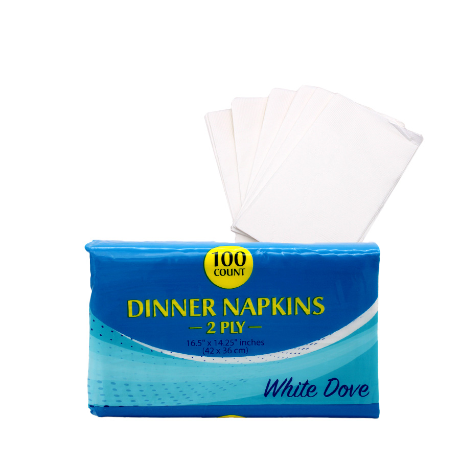 WHITE DOVE DINNER NAPKIN 100 CT 2 PLY