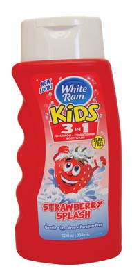 WHITE RAIN KIDS 3 IN 1 12 OZ SHAMPOO/CONDITIONER/BODY WASH TEAR FREE STRAWBERY SPLASH