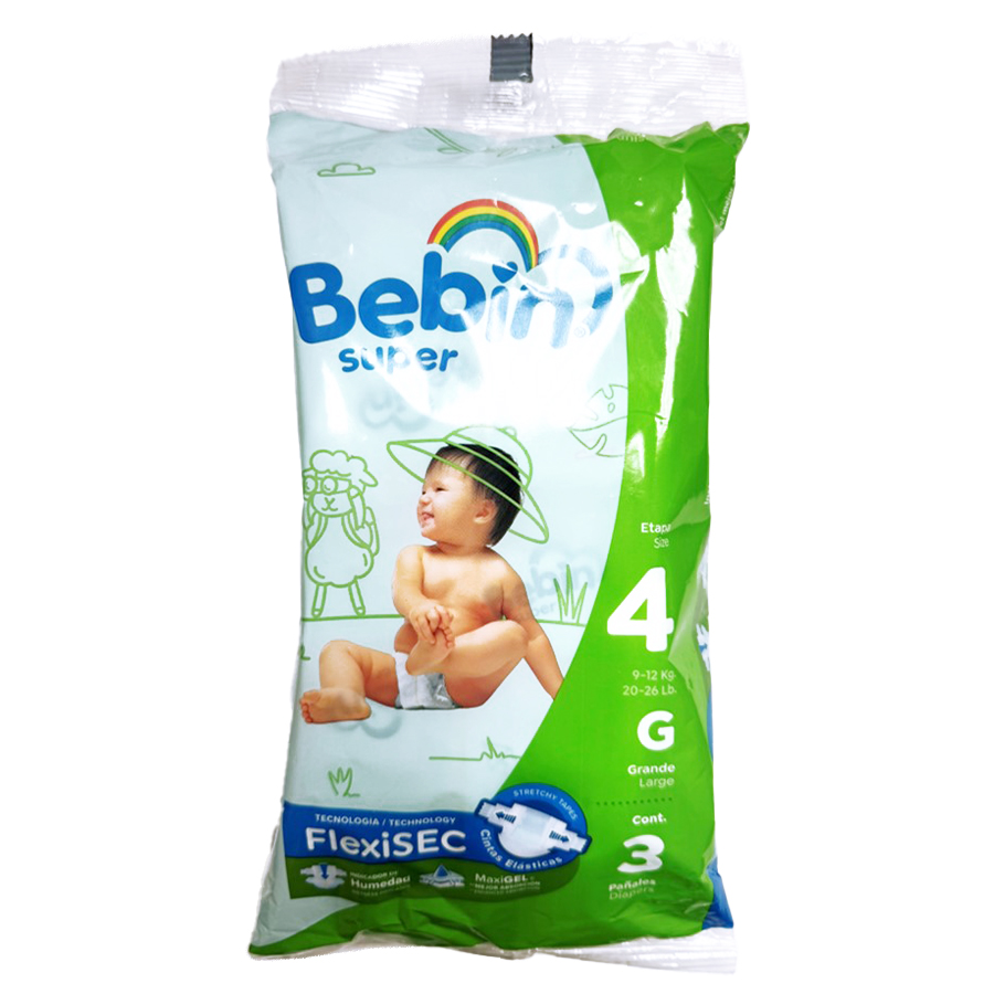 BEBIN SUPER DIAPERS FLEXISEC LARGE 3 CT