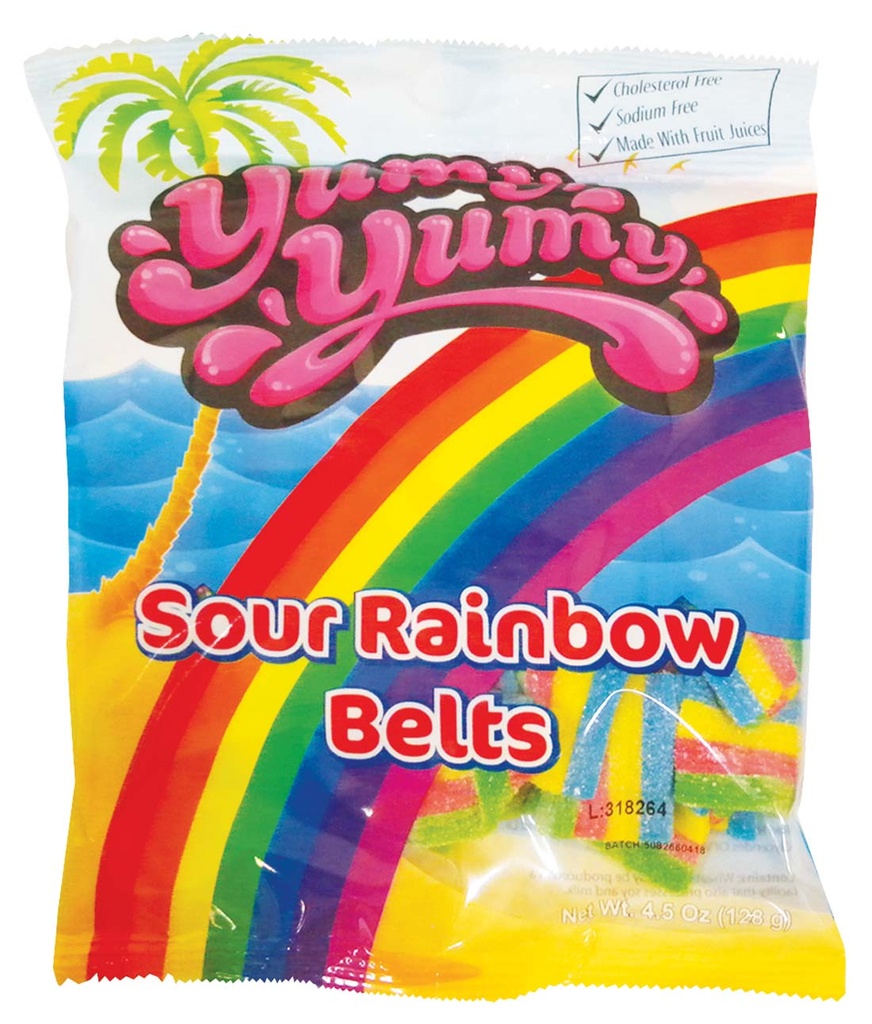 YUMY YUMY GUMMIES 4.5 OZ SOUR RAINBOW BELTS