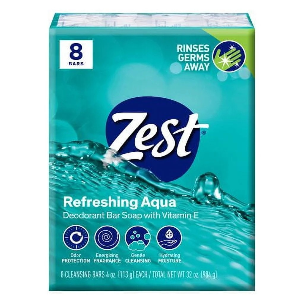 ZEST BAR SOAP 4 OZ 8 PK AQUA