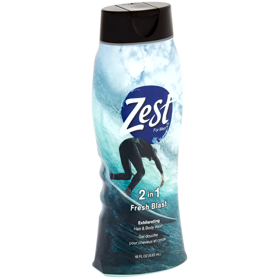 ZEST BODY WASH 18 OZ MEN 2 IN 1 FRESH BLAST HAIR+BODY