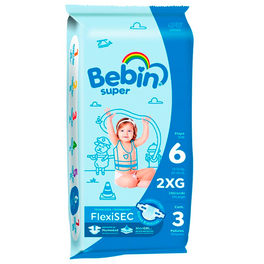 BEBIN SUPER DIAPERS FLEXISEC XXL 3 CT