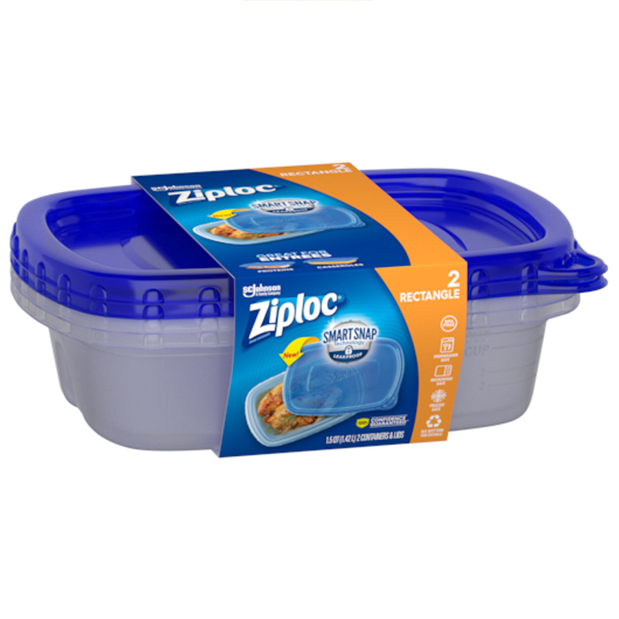 ZIPLOC CONTAINER 2 CT LARGE RECTANGLE