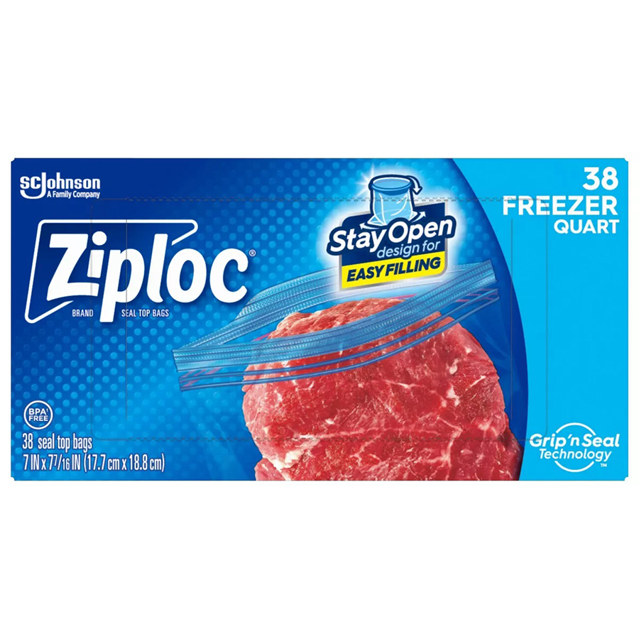 ZIPLOC FREEZER BAG 38 CT QUART