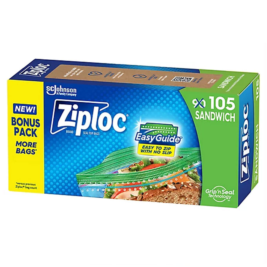 ZIPLOC SANDWICH BAG 105 CT 16.5X14.9